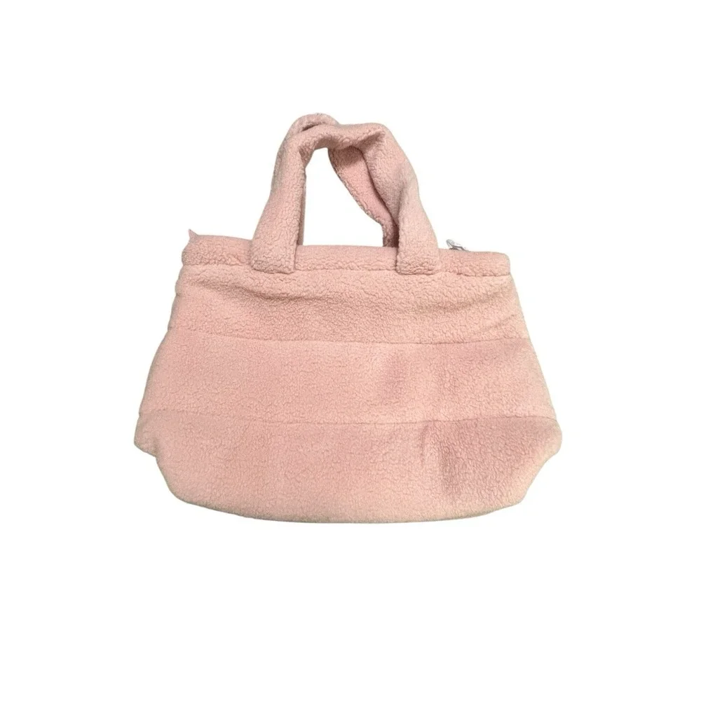 New VICTORIAS‎ SECRET PINK BLUSH SHERPA FLEECE LOGO TOTE BAG with ZIPPER